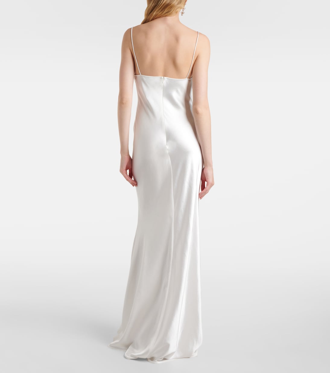Lace-trimmed satin maxi dress | Self-Portrait