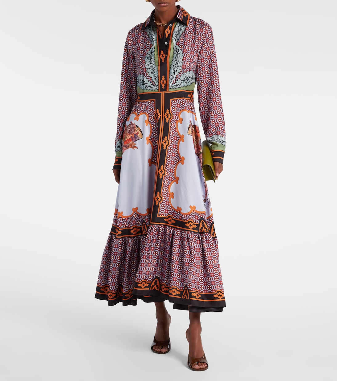 Robe longue San Pietro imprimée en soie | La DoubleJ