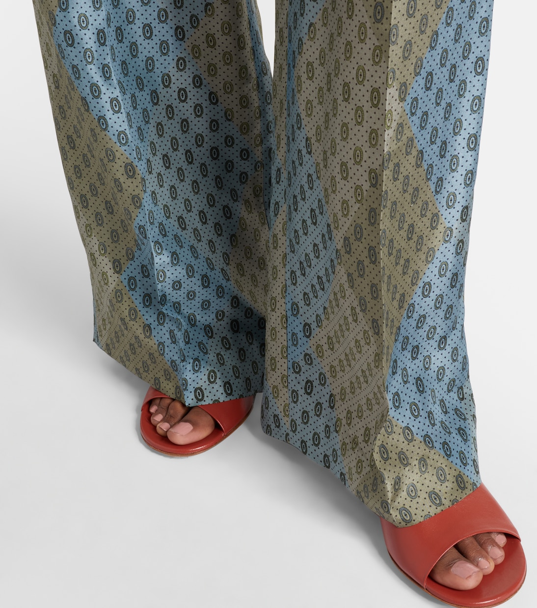 Printed silk satin straight pants  | Dries Van Noten