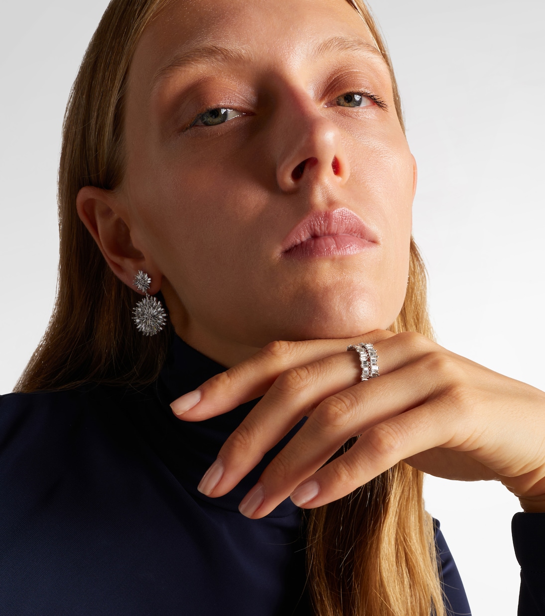 Midi 18kt white gold tech ring jackets with diamonds | Suzanne Kalan