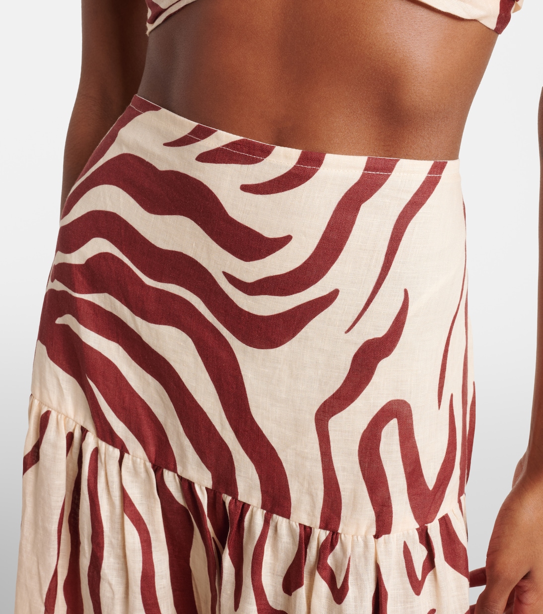 Gathered printed linen maxi skirt | Johanna Ortiz