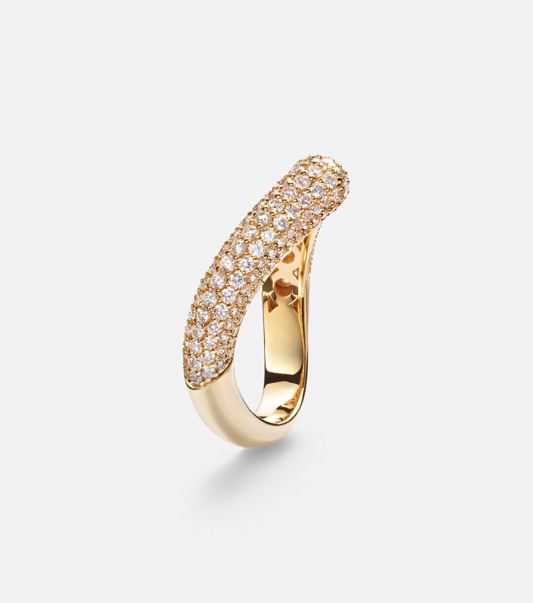 Drop Link Medium 18kt gold ring with diamonds | Engelbert