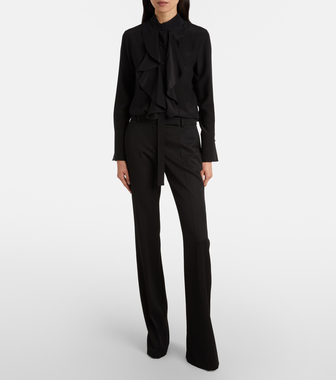 بلوزة من الحرير بكشكشة | McQueen