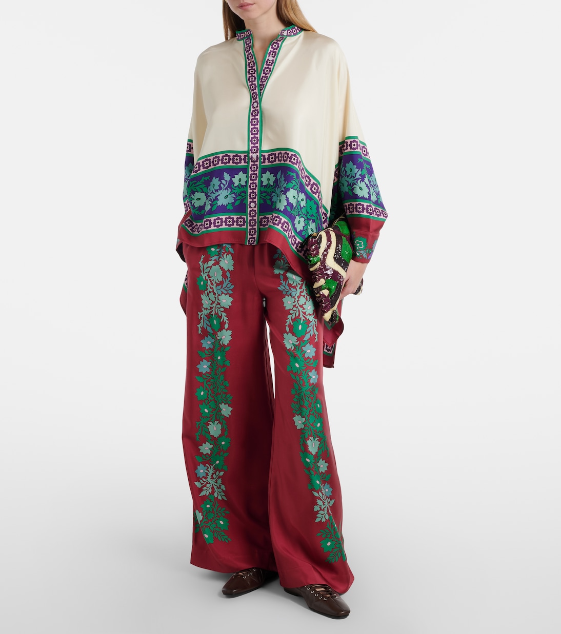 Bedruckte Palazzo-Hose aus Seiden-Twill | La DoubleJ
