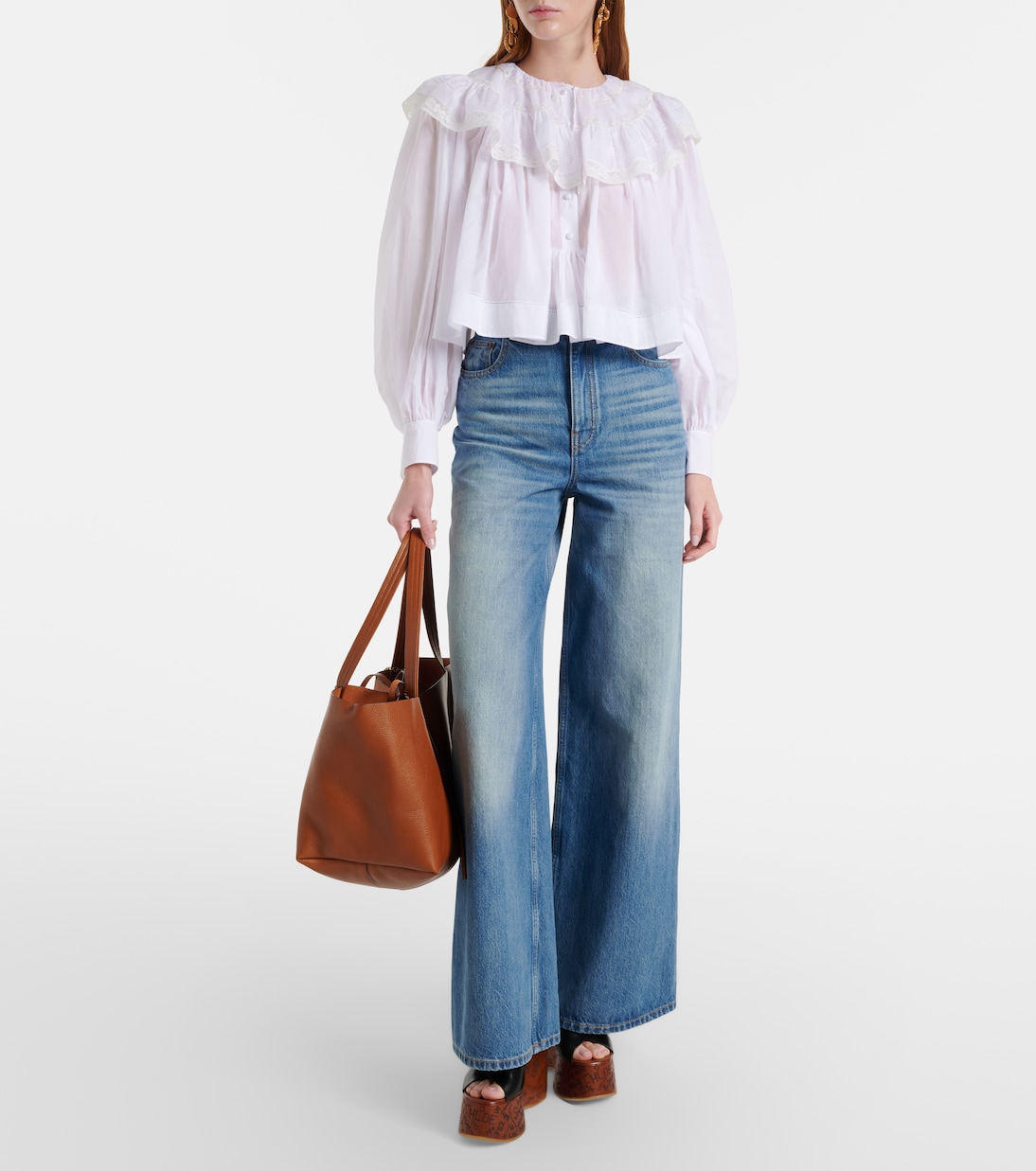 Lace-trimmed cotton voile blouse | Chloé