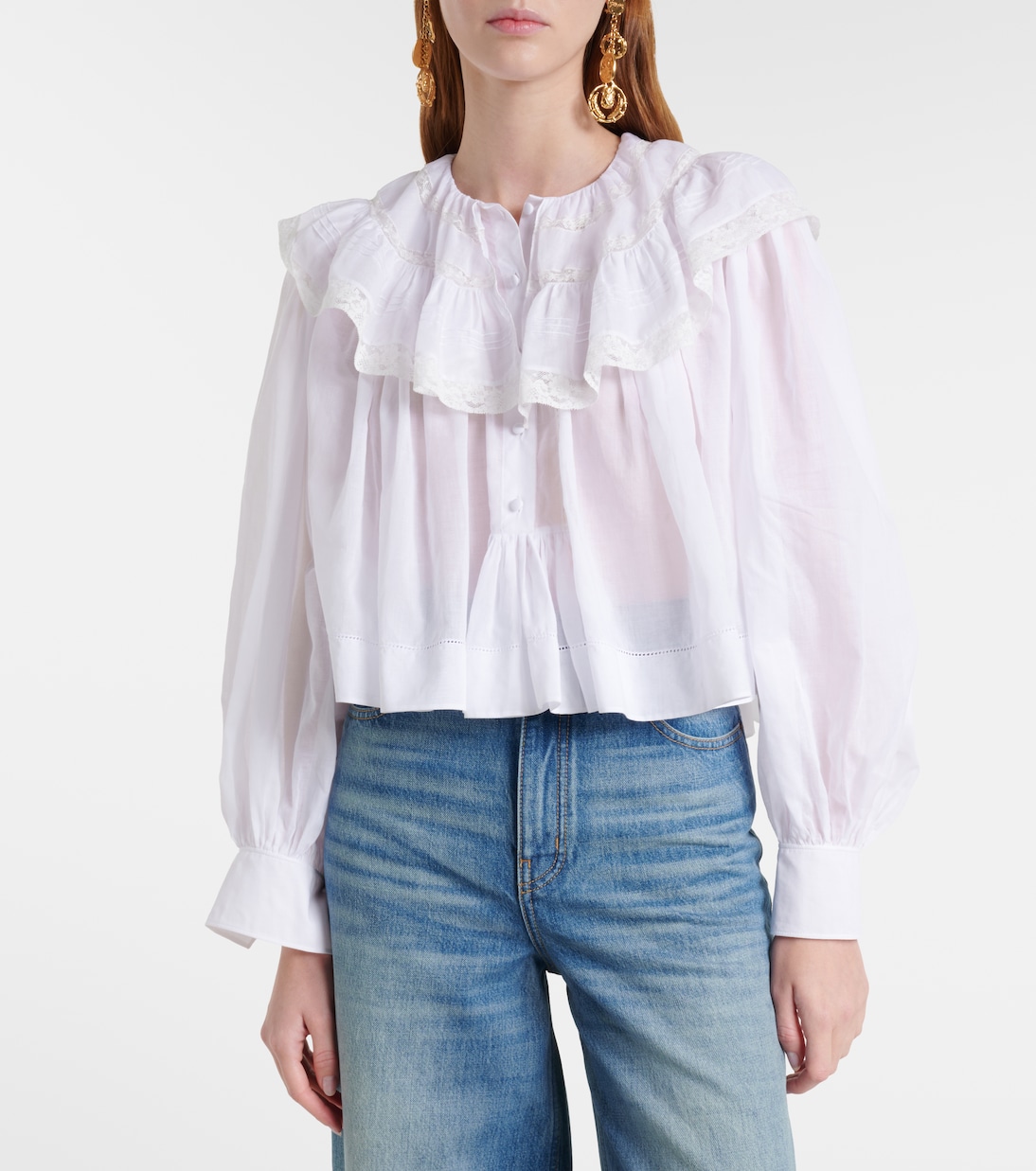 Lace-trimmed cotton voile blouse | Chloé