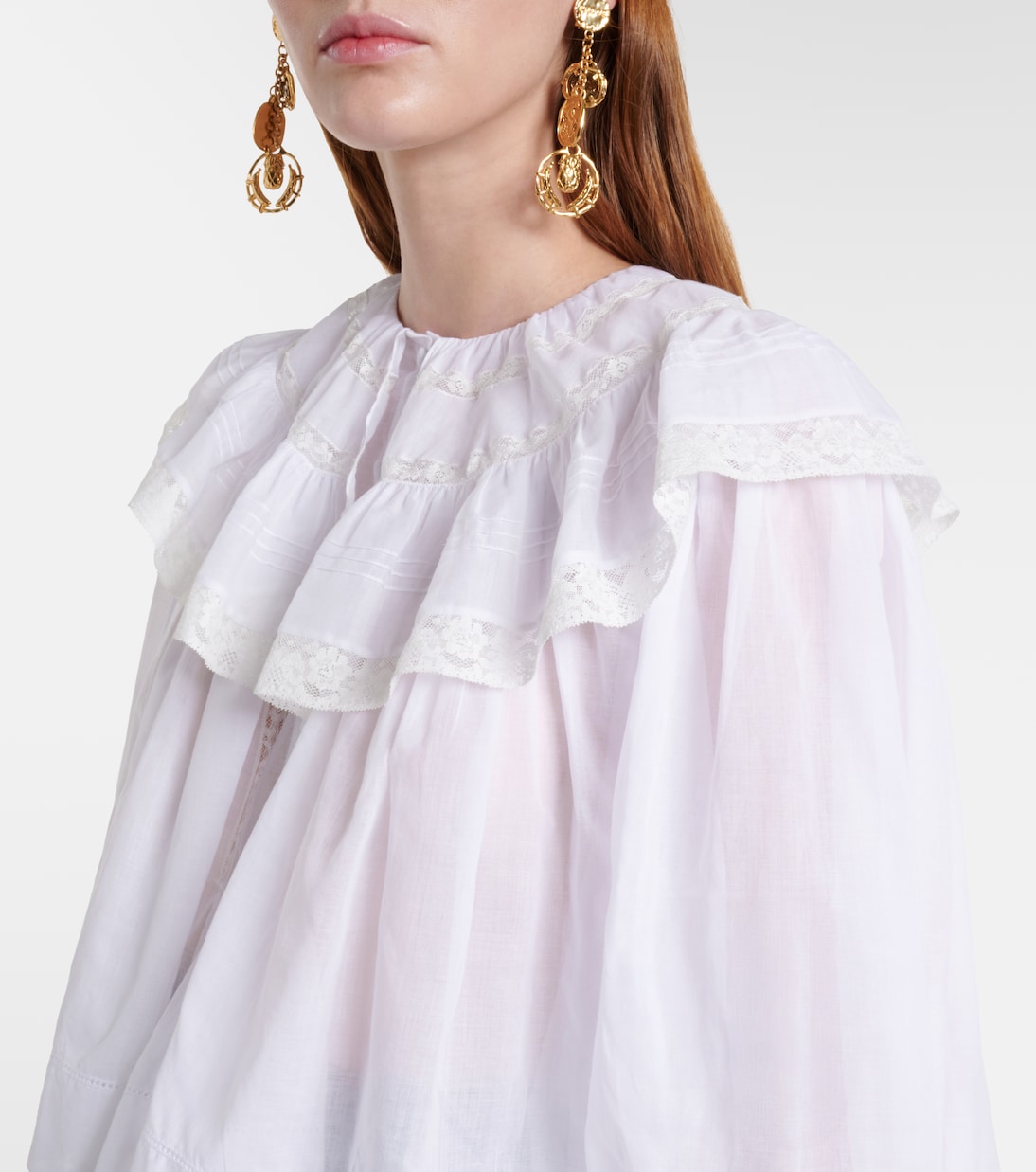 Lace-trimmed cotton voile blouse | Chloé