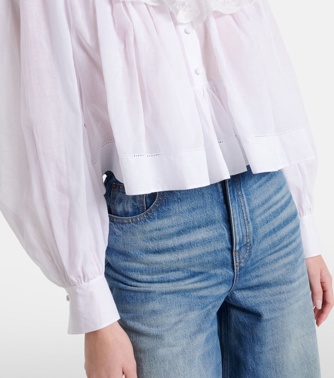 Lace-trimmed cotton voile blouse | Chloé
