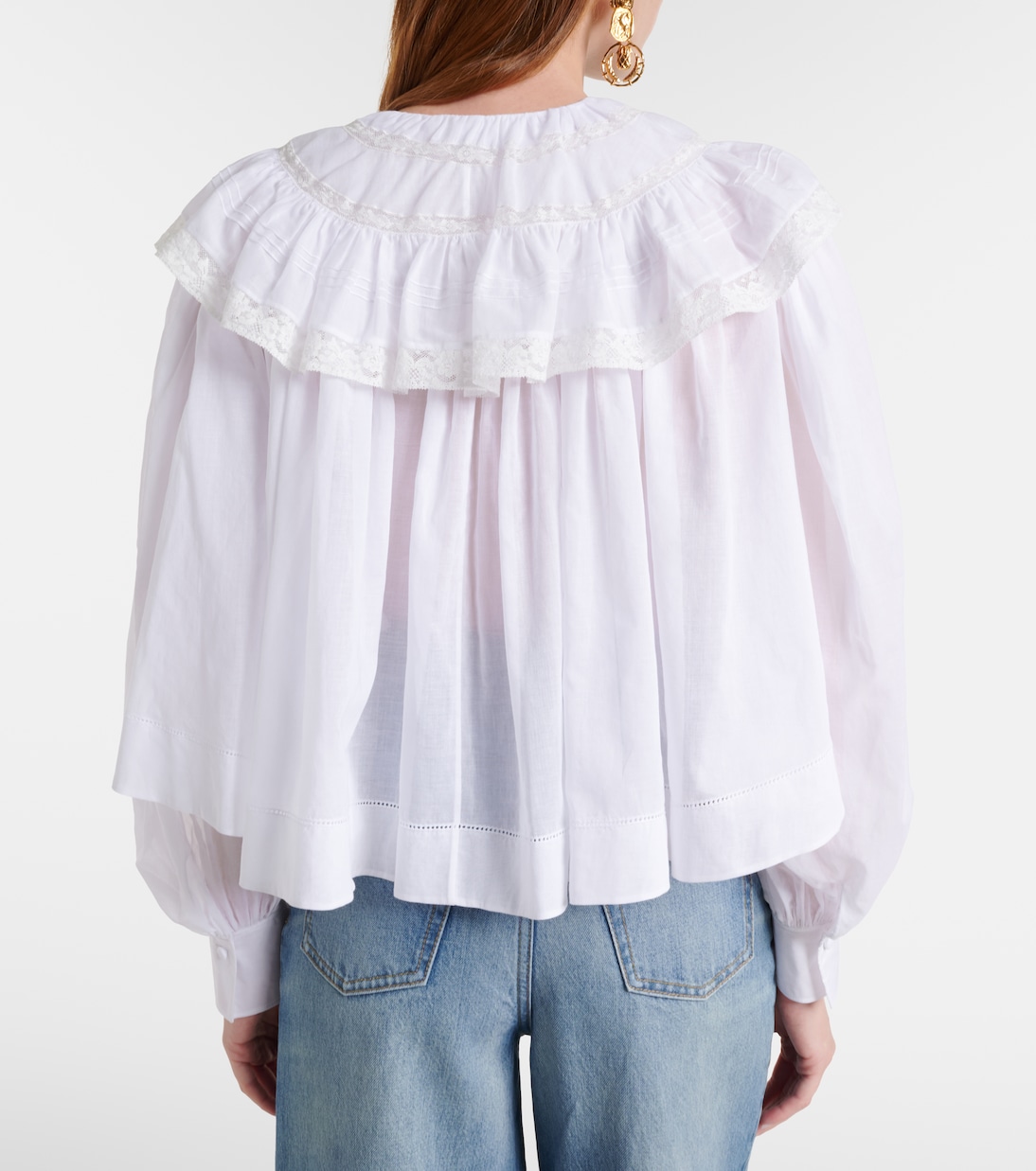 Lace-trimmed cotton voile blouse | Chloé
