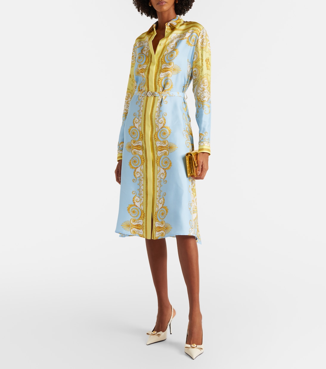 Gianni Ribbon 85 leather slingback pumps | Versace