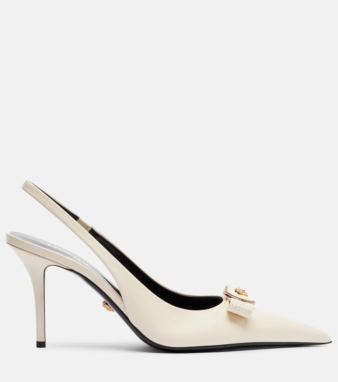 Gianni Ribbon 85 leather slingback pumps | Versace
