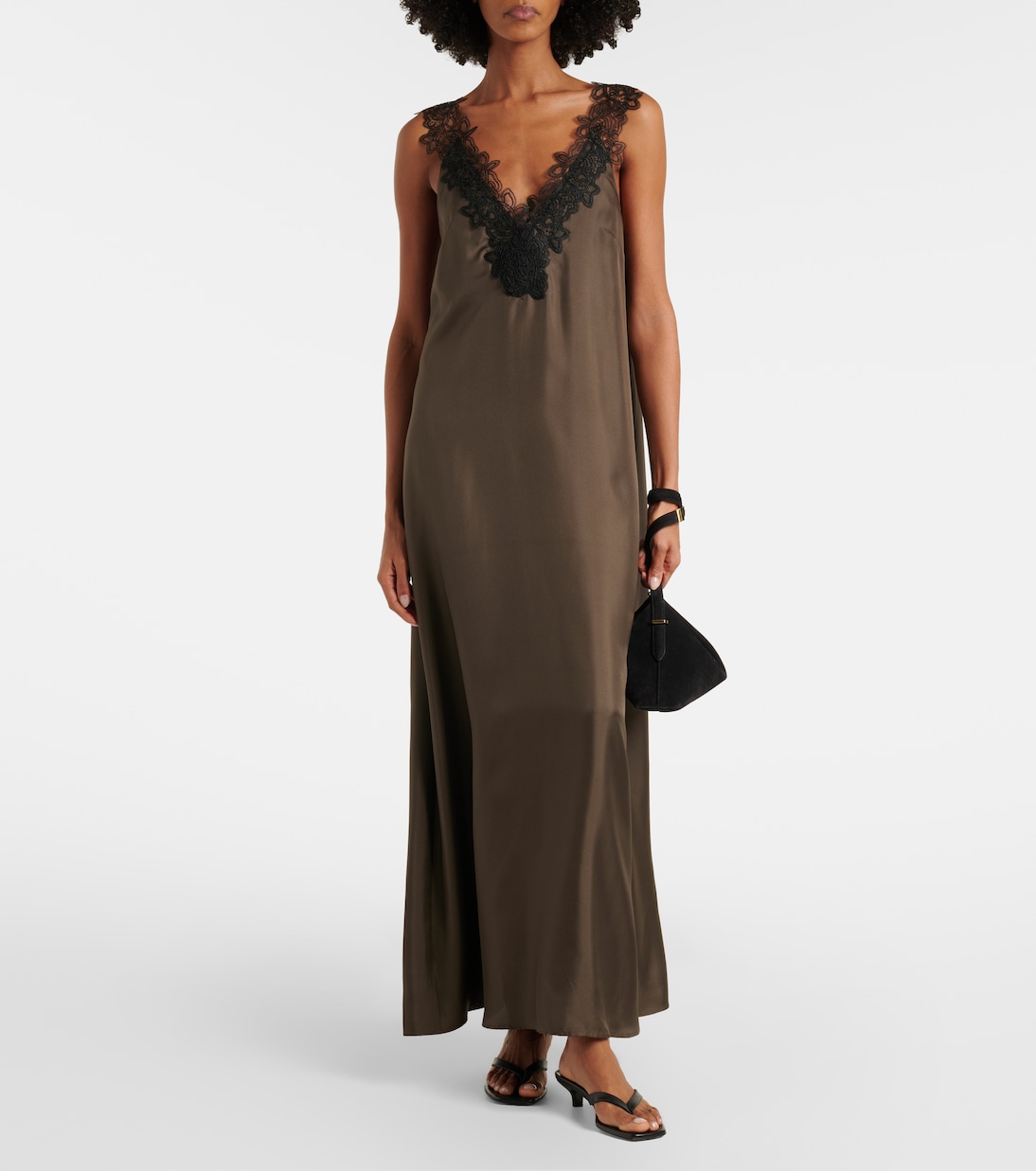 Lace-trimmed silk midi dress | Róhe