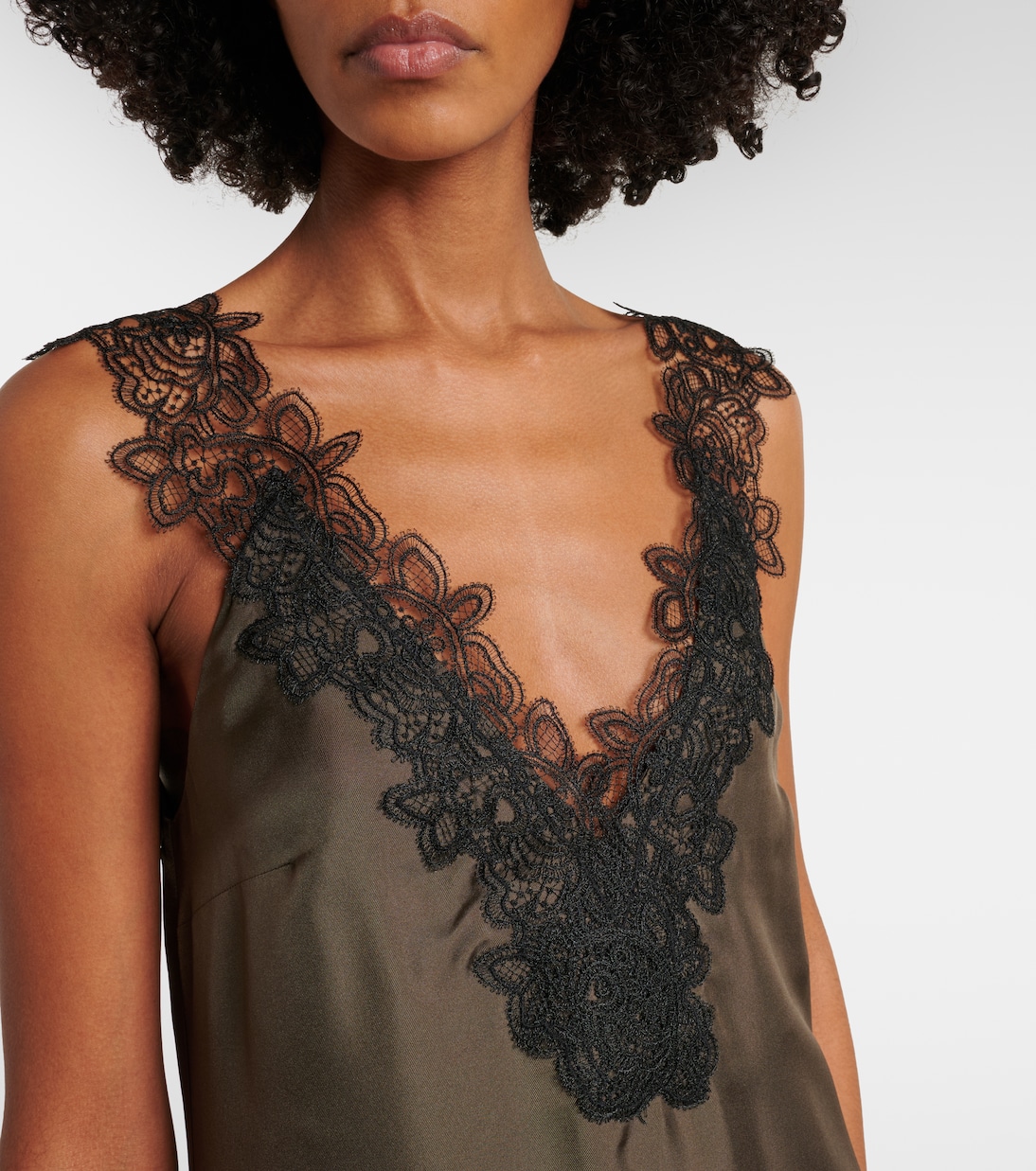 Lace-trimmed silk midi dress | Róhe