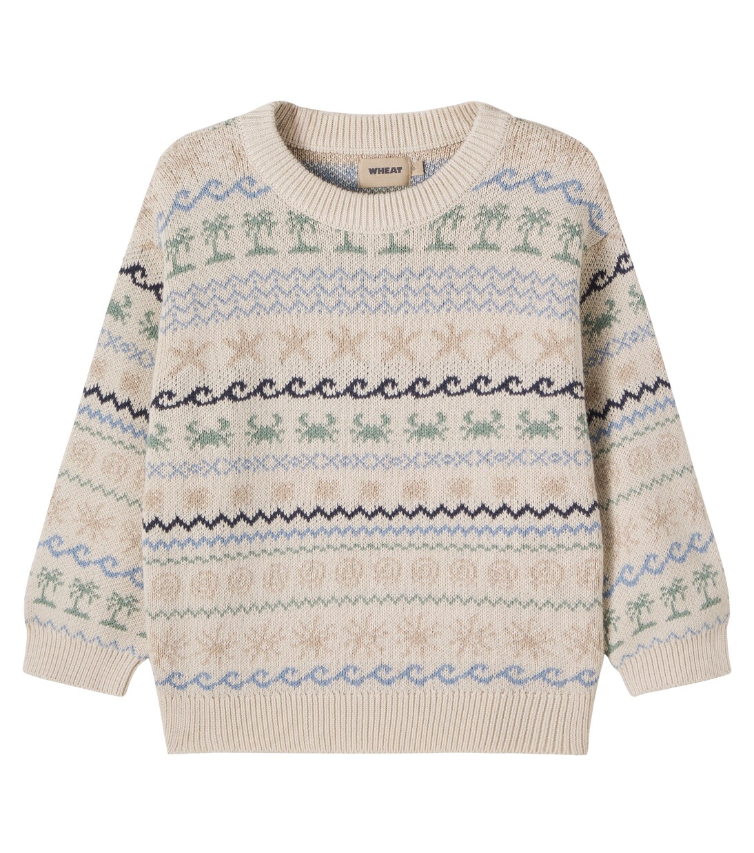 August cotton jacquard sweater | Wheat