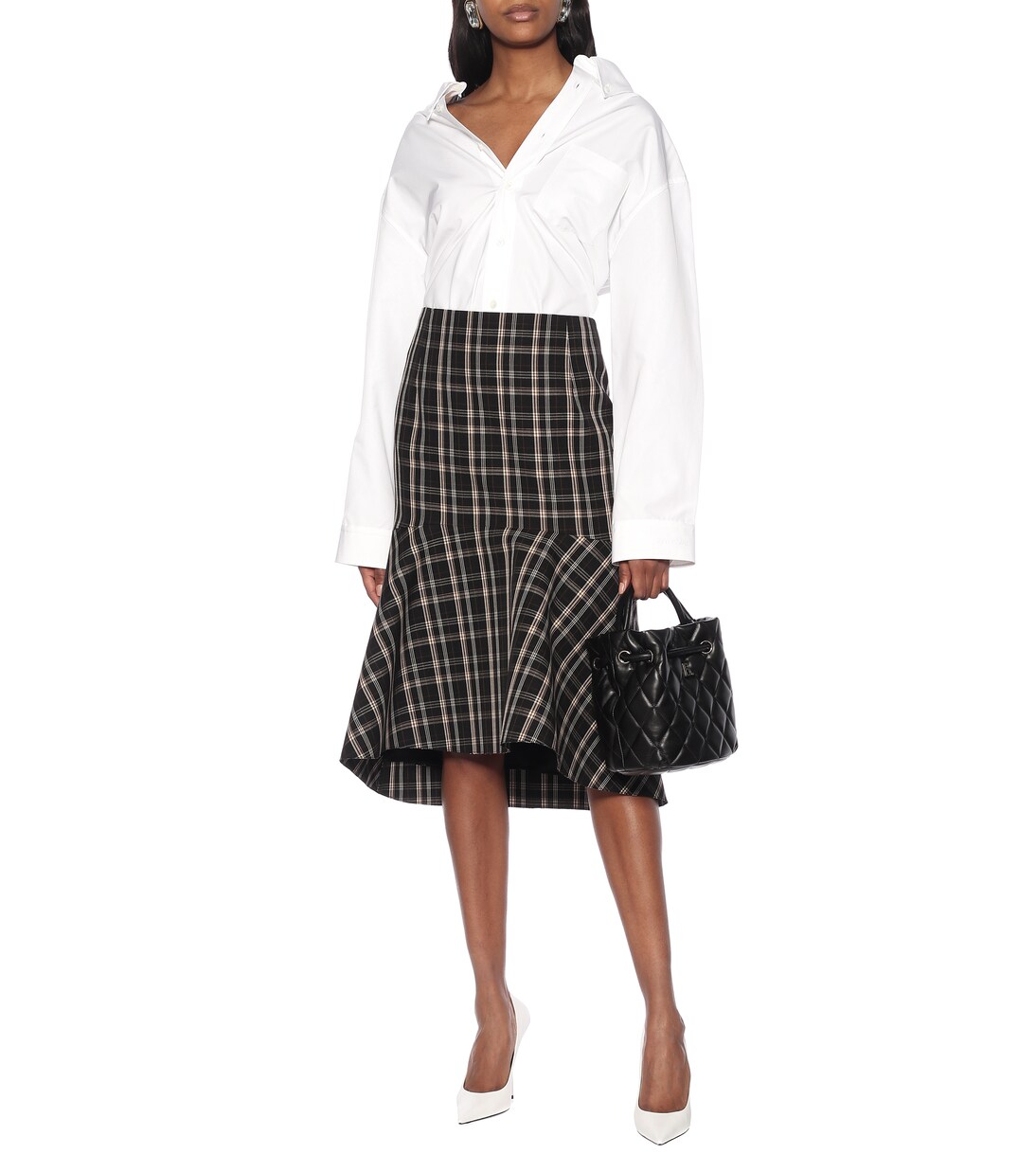 Jupe en laine à carreaux | Balenciaga