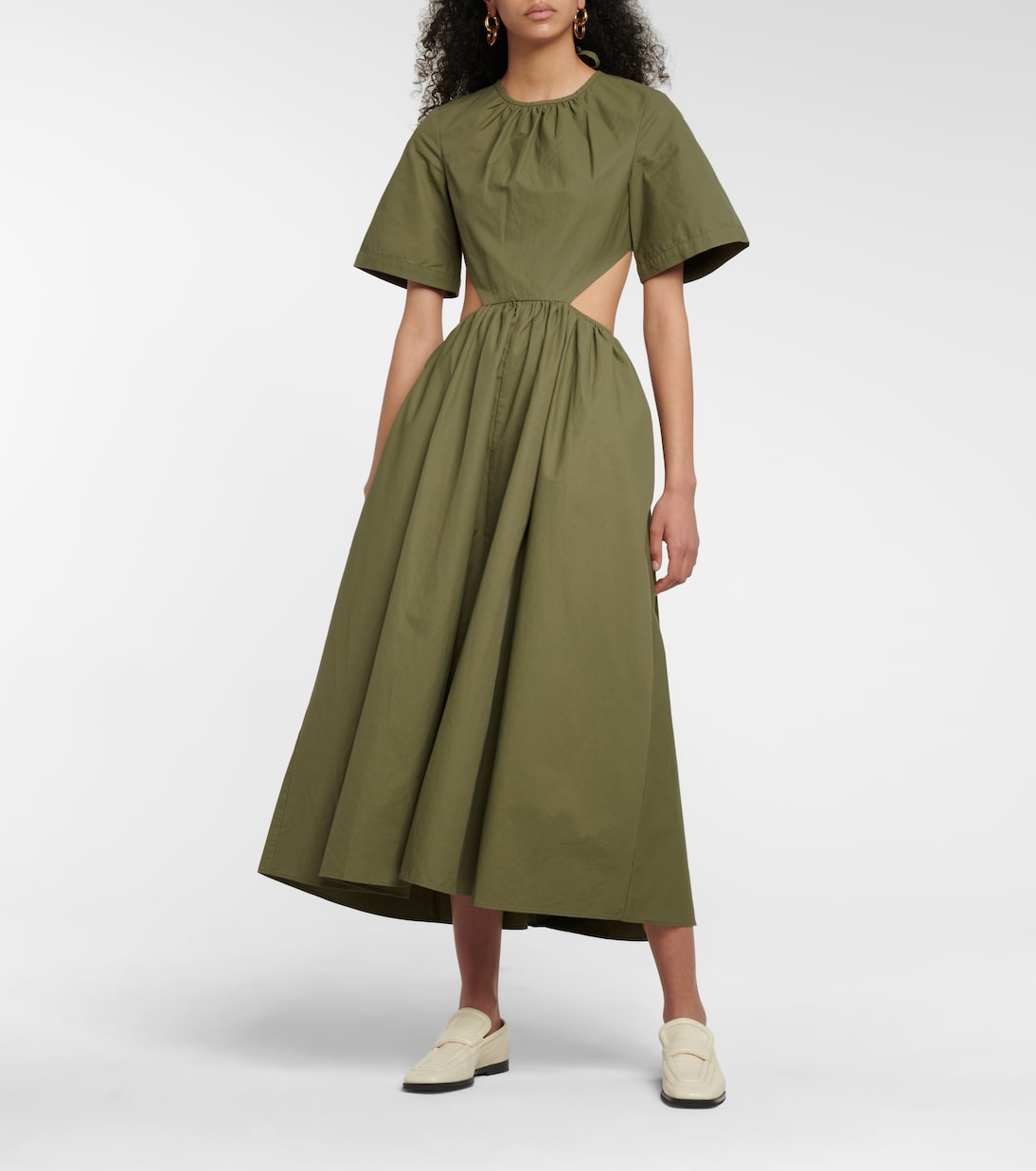 Cutout poplin midi dress | Deveaux New York