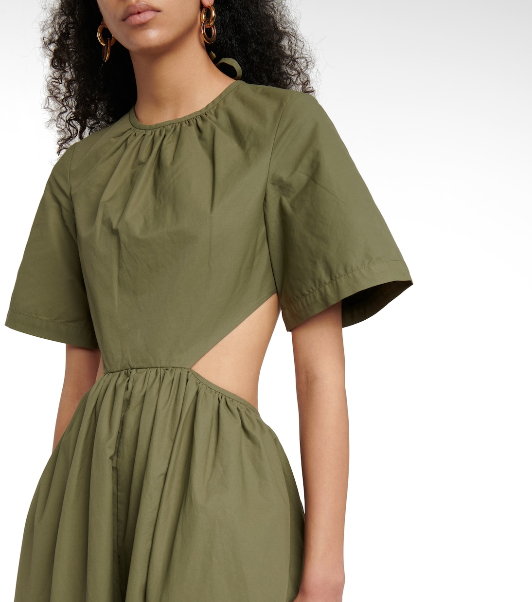 Cutout poplin midi dress | Deveaux New York