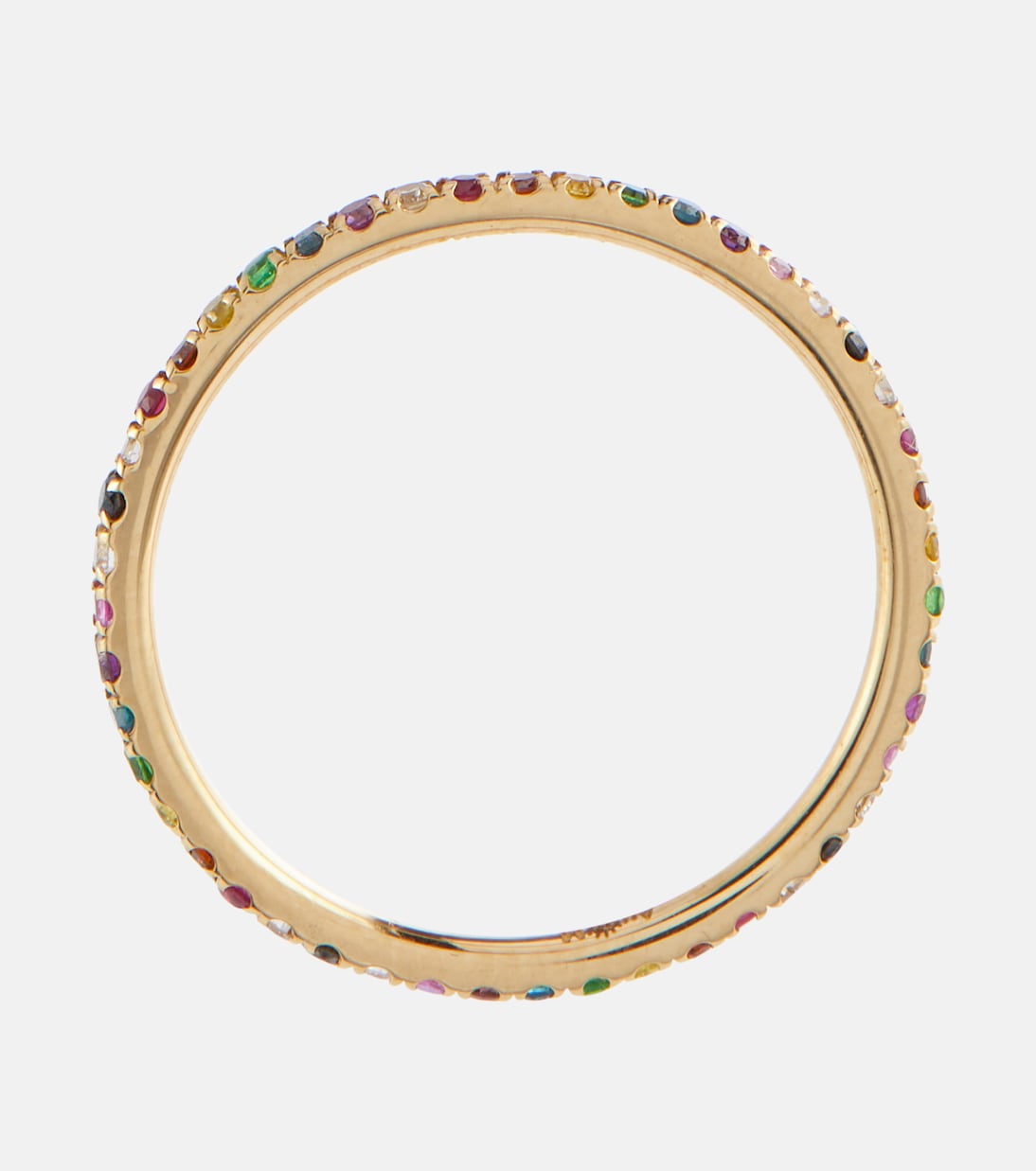 Anello in oro 18kt con filo intrecciato, diamanti, rubini e zaffiri di ILEANA MAKRI
