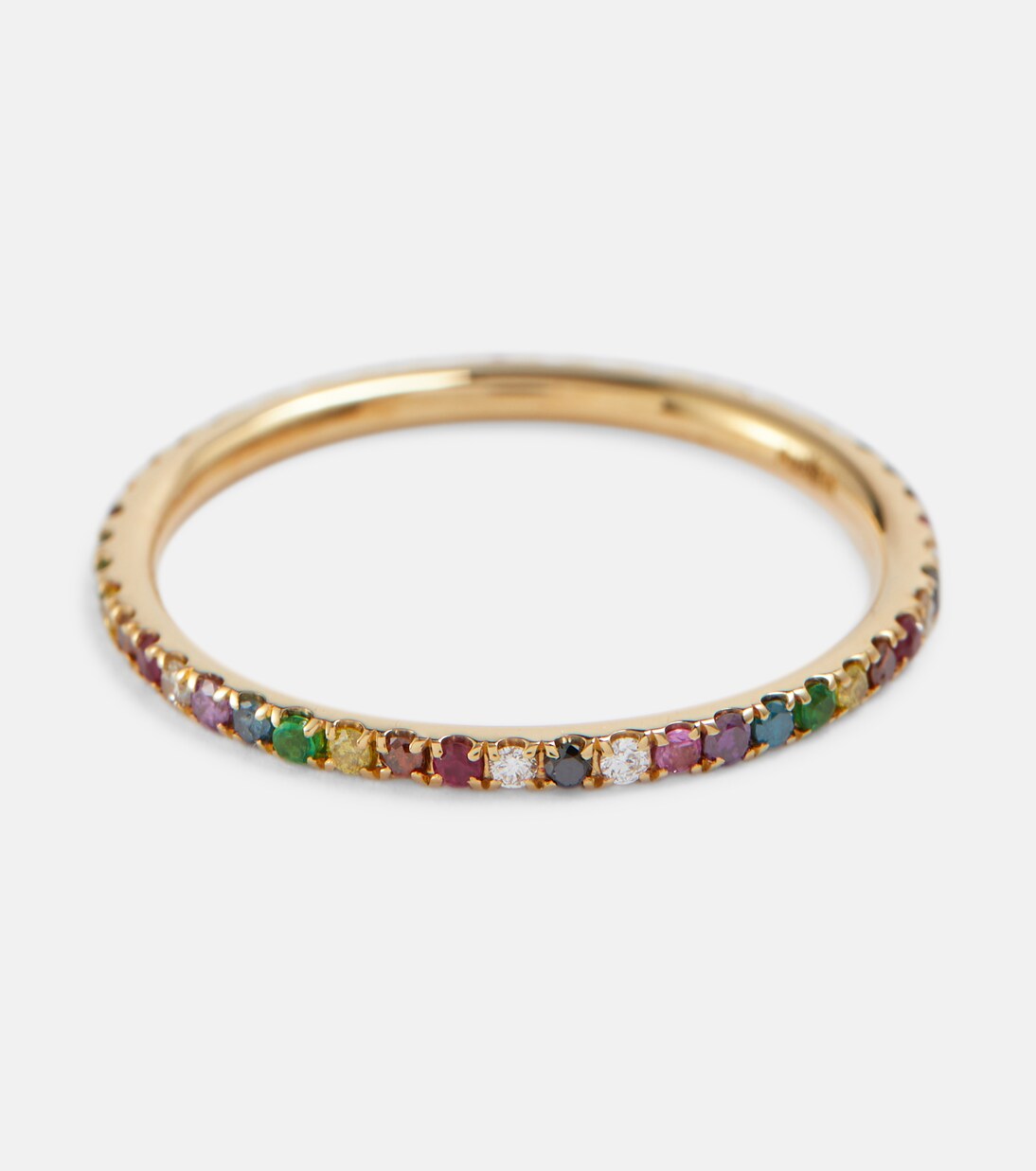 Anello in oro 18kt con filo intrecciato, diamanti, rubini e zaffiri di ILEANA MAKRI