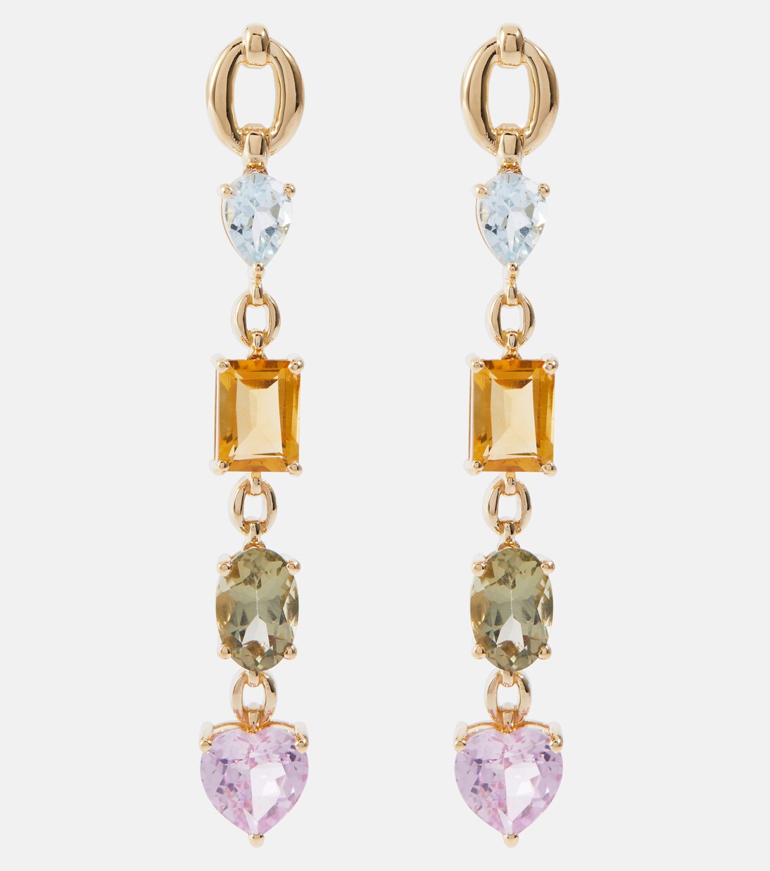 Boucles d’oreilles Catena en or 18 ct, topazes, citrines, améthystes et saphirs | Nadine Aysoy