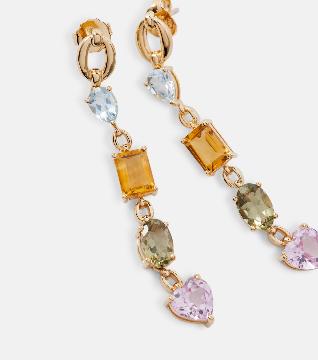 Boucles d’oreilles Catena en or 18 ct, topazes, citrines, améthystes et saphirs | Nadine Aysoy
