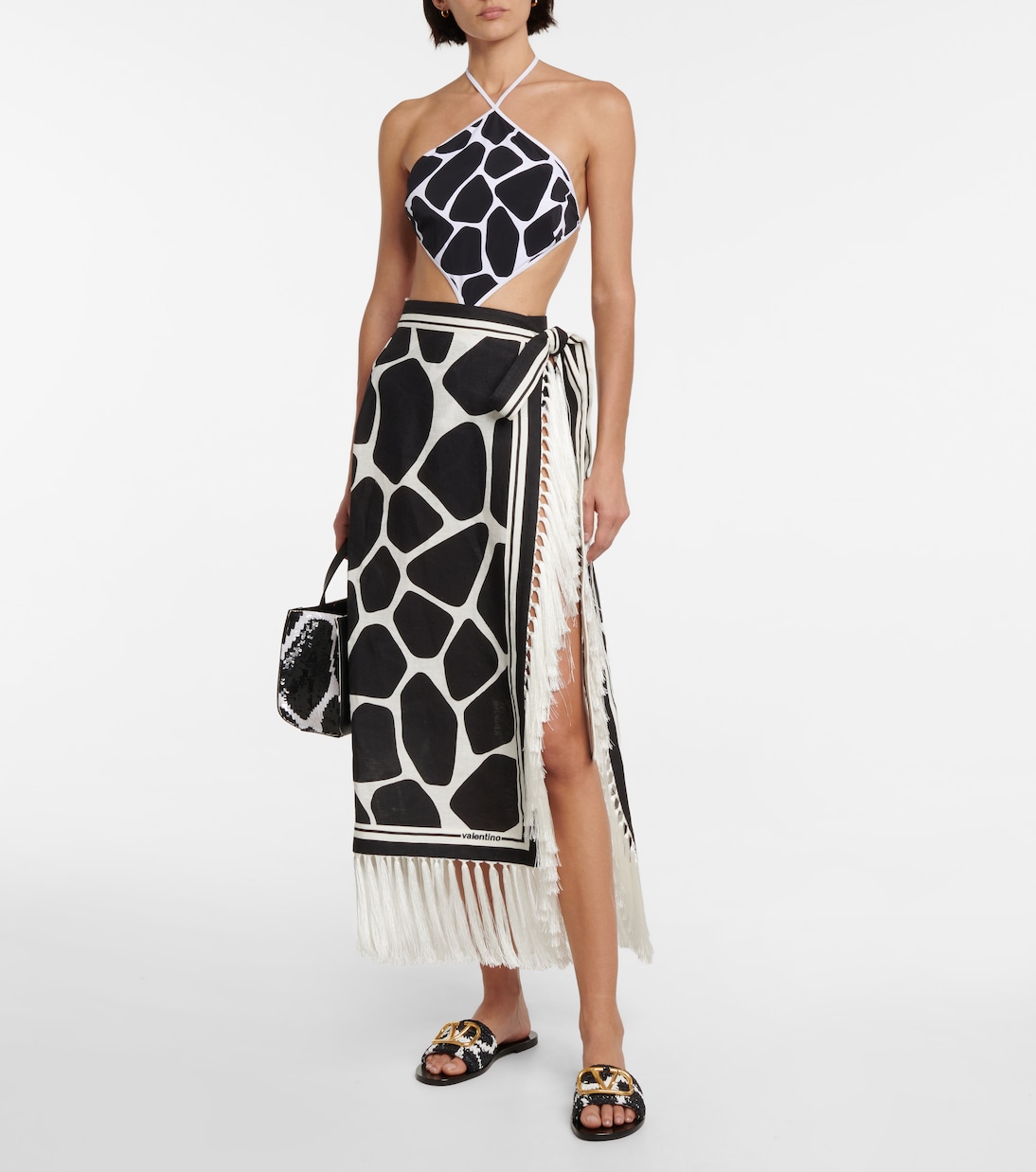 Cover-up de lino estampado | Valentino