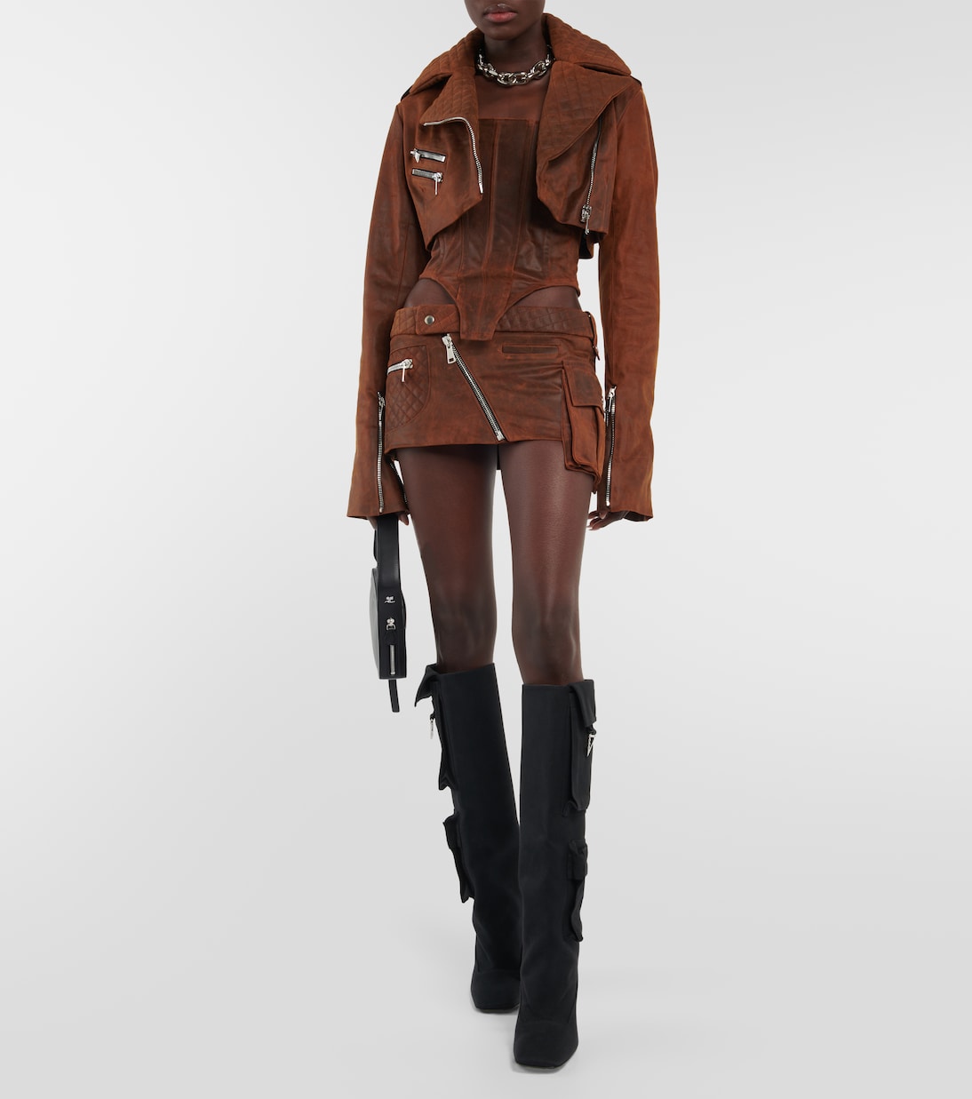 Leather cargo mini skirt | LaQuan Smith