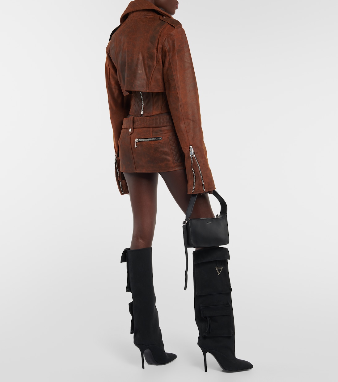 Leather cargo mini skirt | LaQuan Smith