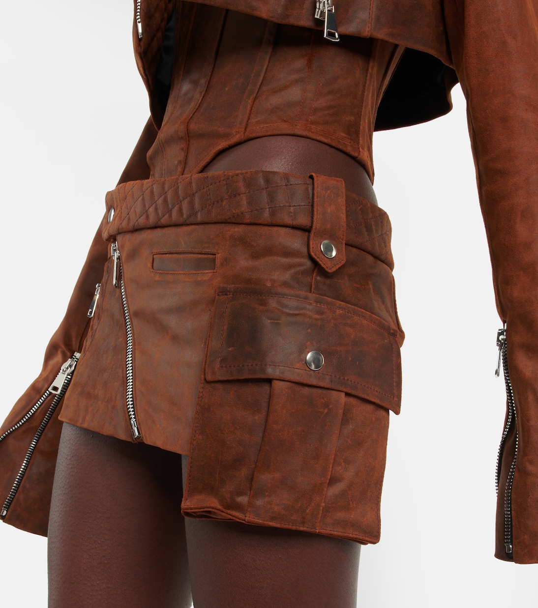Leather cargo mini skirt | LaQuan Smith
