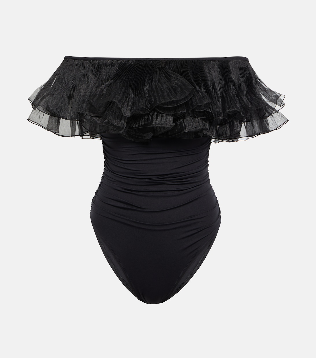 荷叶边饰连体泳衣 | Giambattista Valli