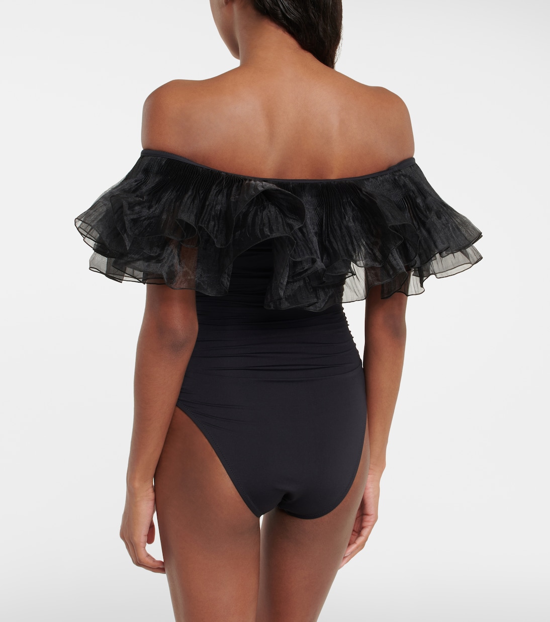 荷叶边饰连体泳衣 | Giambattista Valli