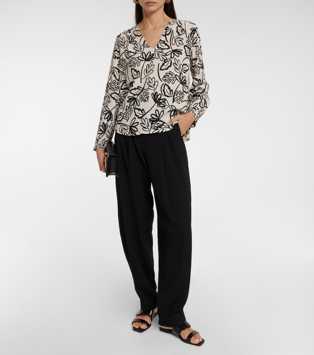 Printed crêpe blouse | Velvet