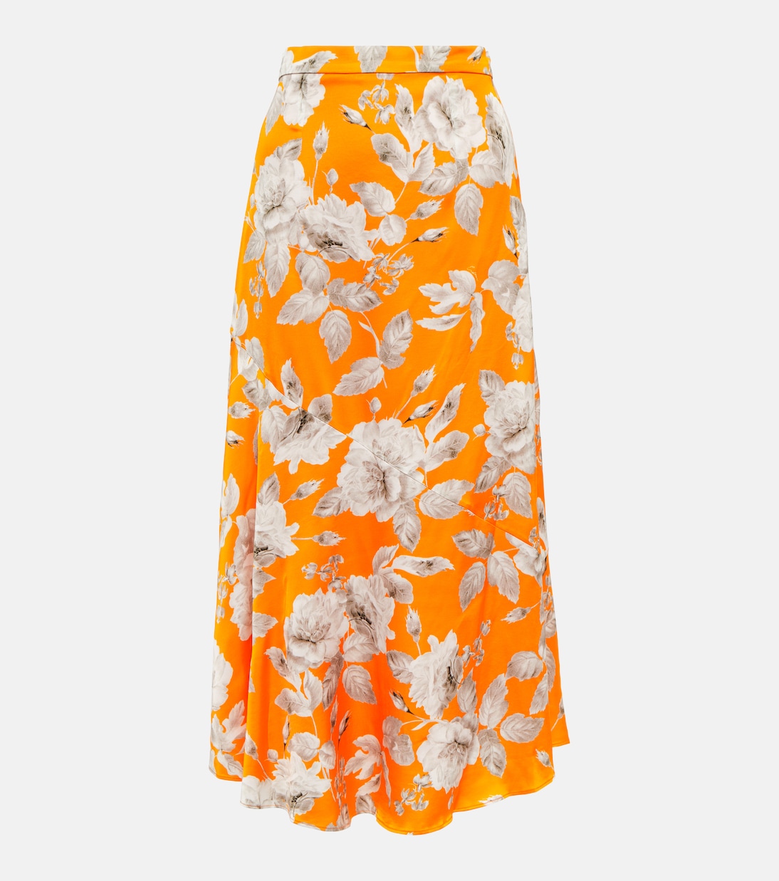 Falda midi Griselda en satén floral | Erdem