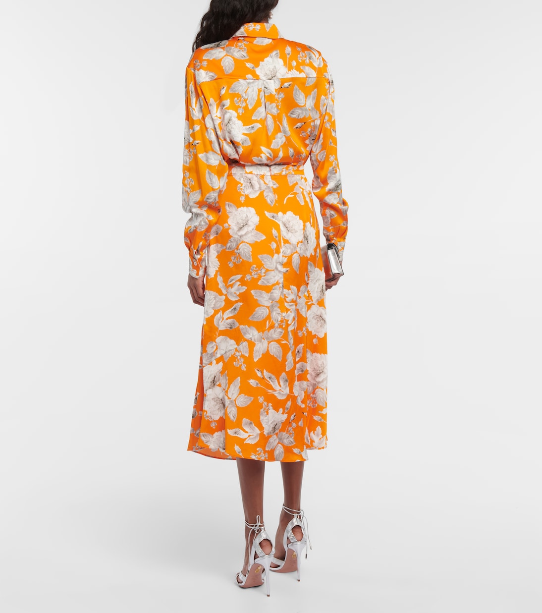 Falda midi Griselda en satén floral | Erdem