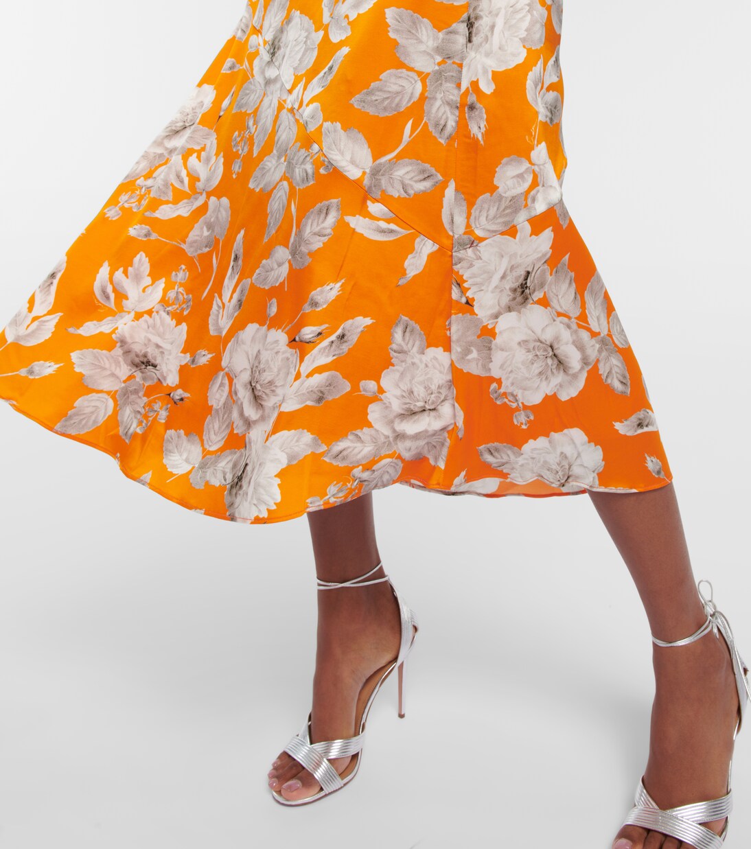 Falda midi Griselda en satén floral | Erdem