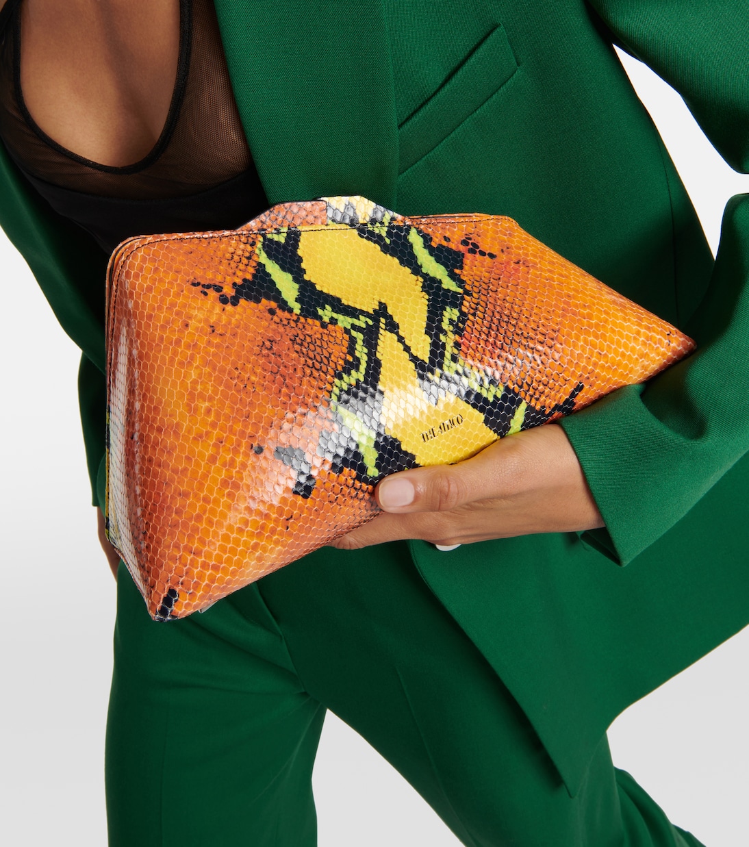 8.30 PM snake-effect leather clutch | The Attico