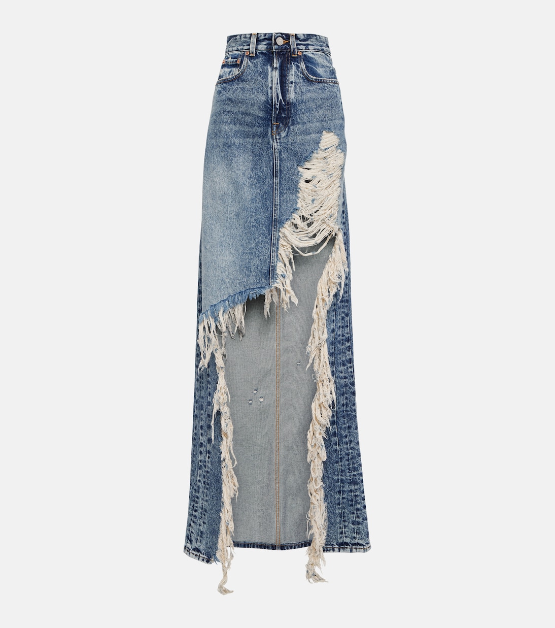 Distressed denim maxi skirt | Vetements