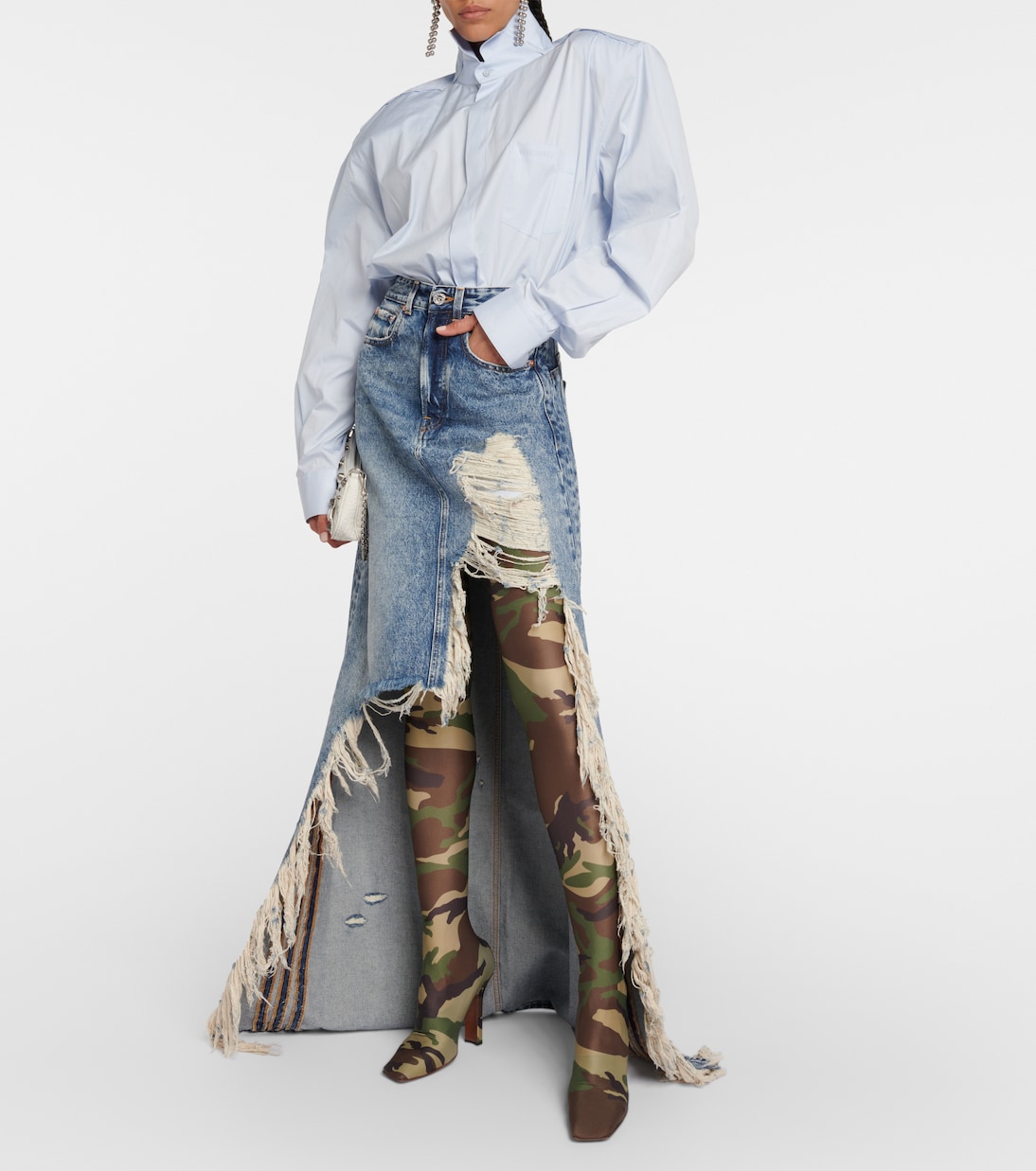 Distressed denim maxi skirt | Vetements