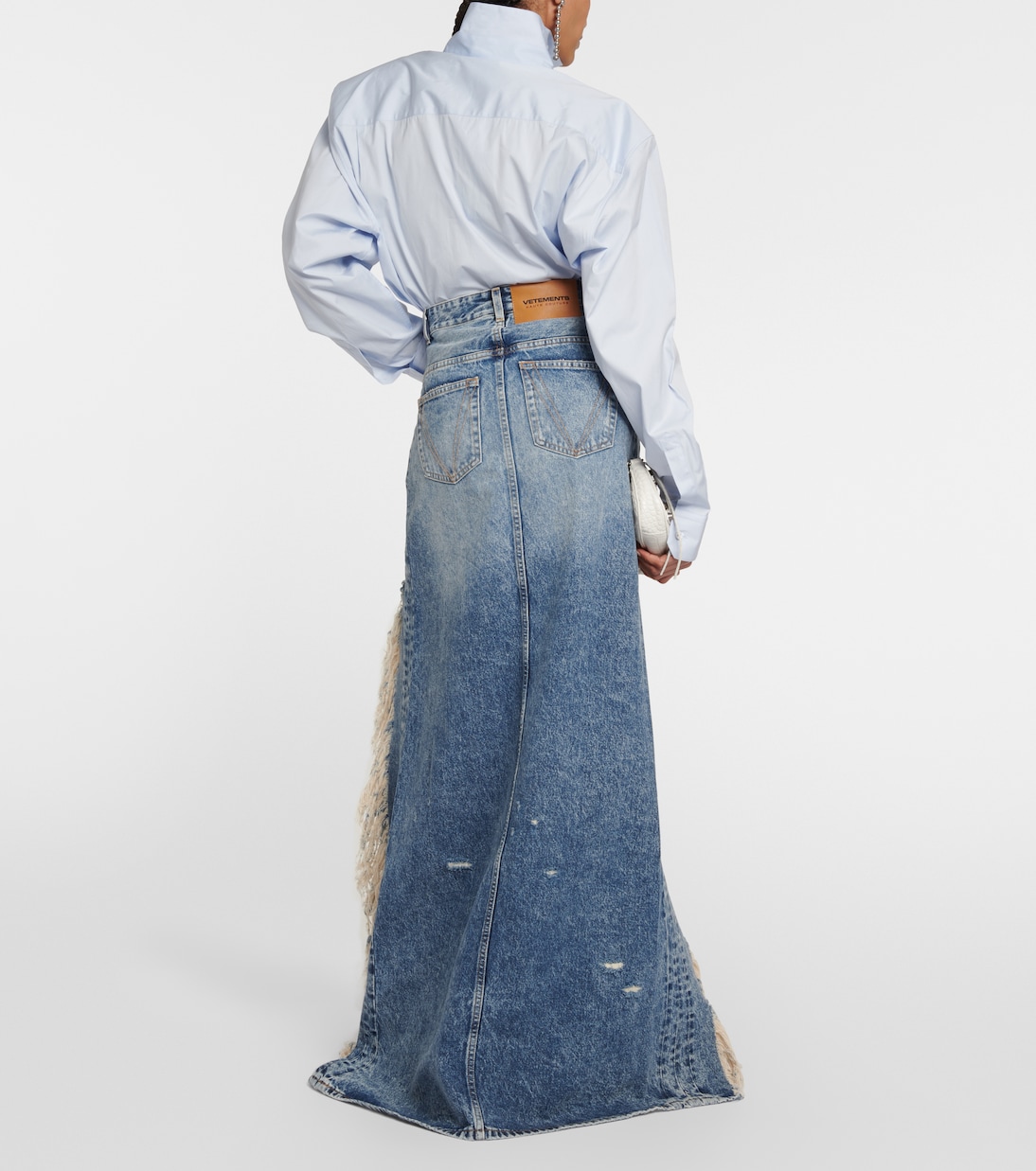 Distressed denim maxi skirt | Vetements