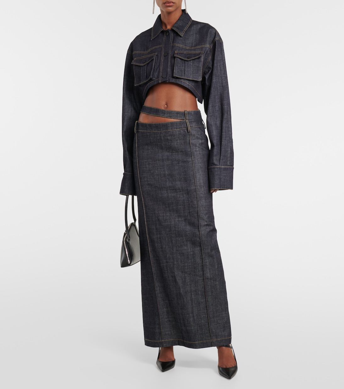 Blazer Gudari en denim cropped | The Mannei