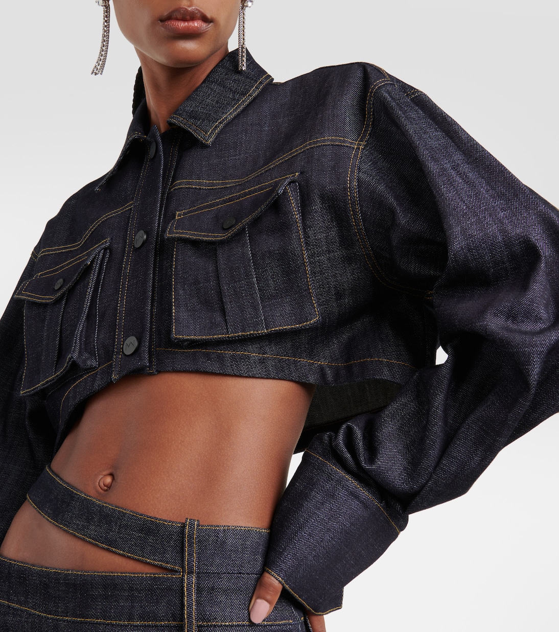 Blazer Gudari en denim cropped | The Mannei