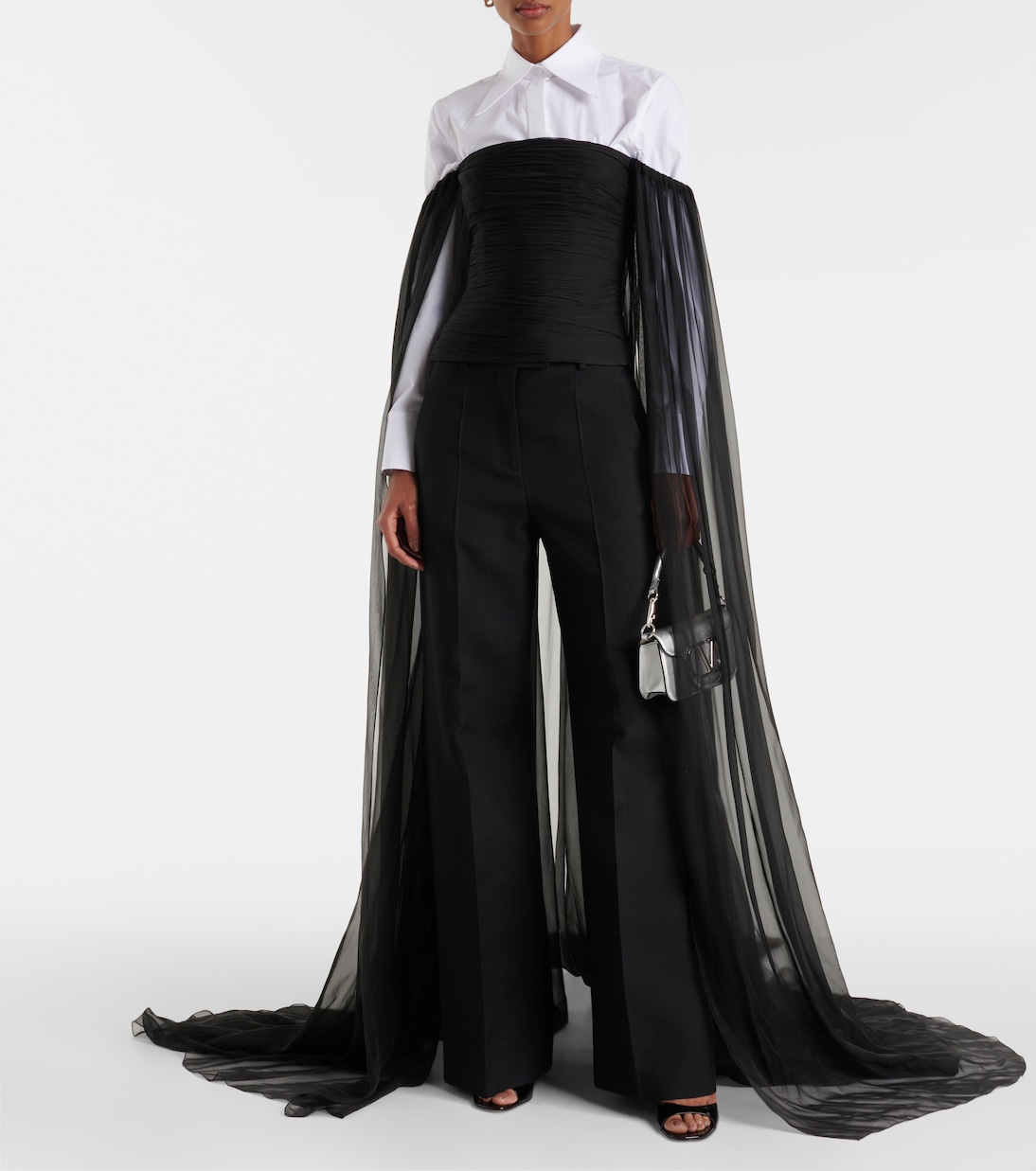 Top in chiffon di seta con scollo bardot | Valentino