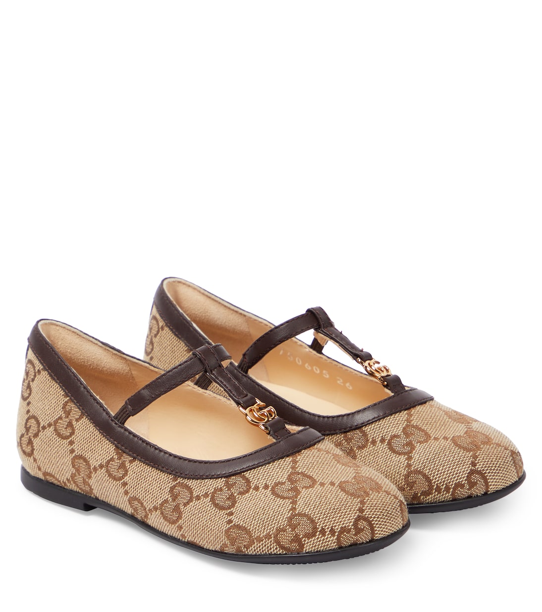 Double G leather-trimmed ballet flats | Gucci Kids
