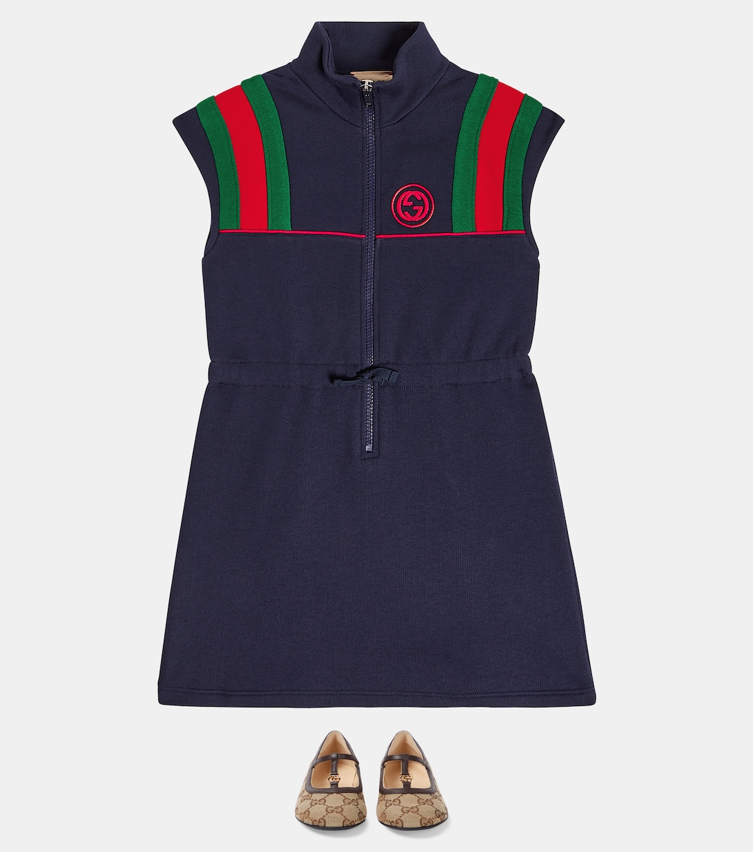 Double G leather-trimmed ballet flats | Gucci Kids