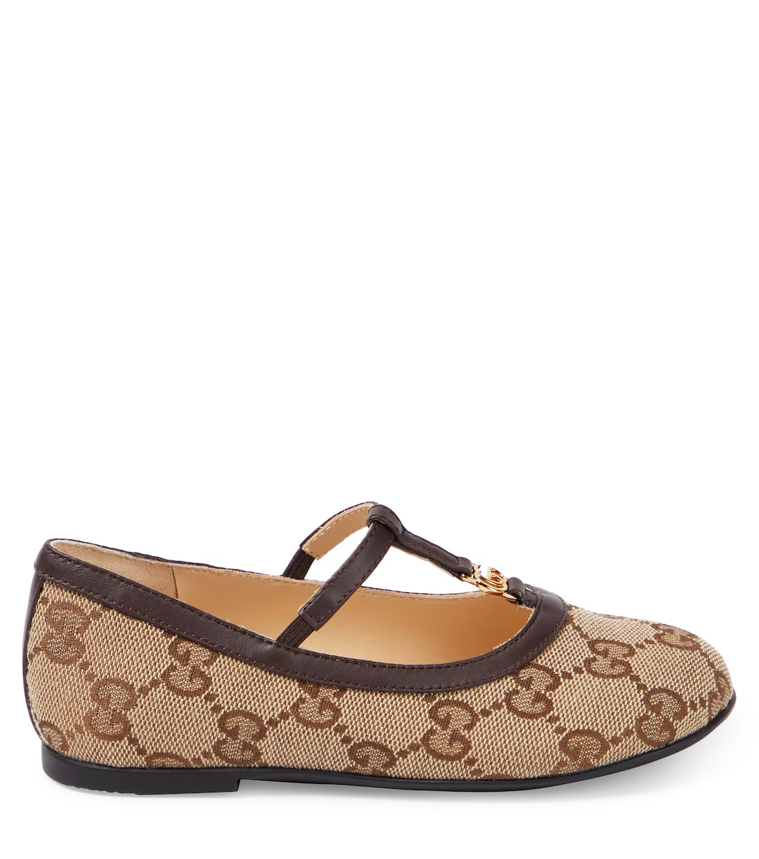 Double G leather-trimmed ballet flats | Gucci Kids