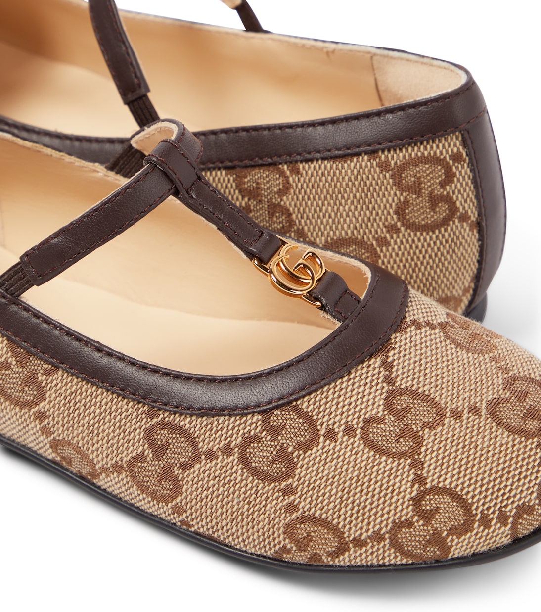 Double G leather-trimmed ballet flats | Gucci Kids