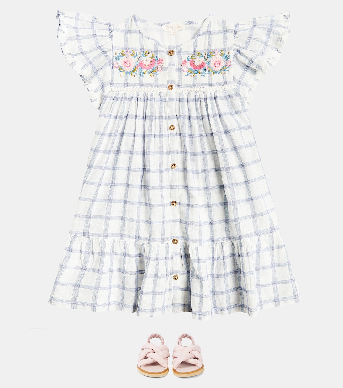 Besticktes Kleid Carlina aus Baumwolle und Leinen | Louise Misha