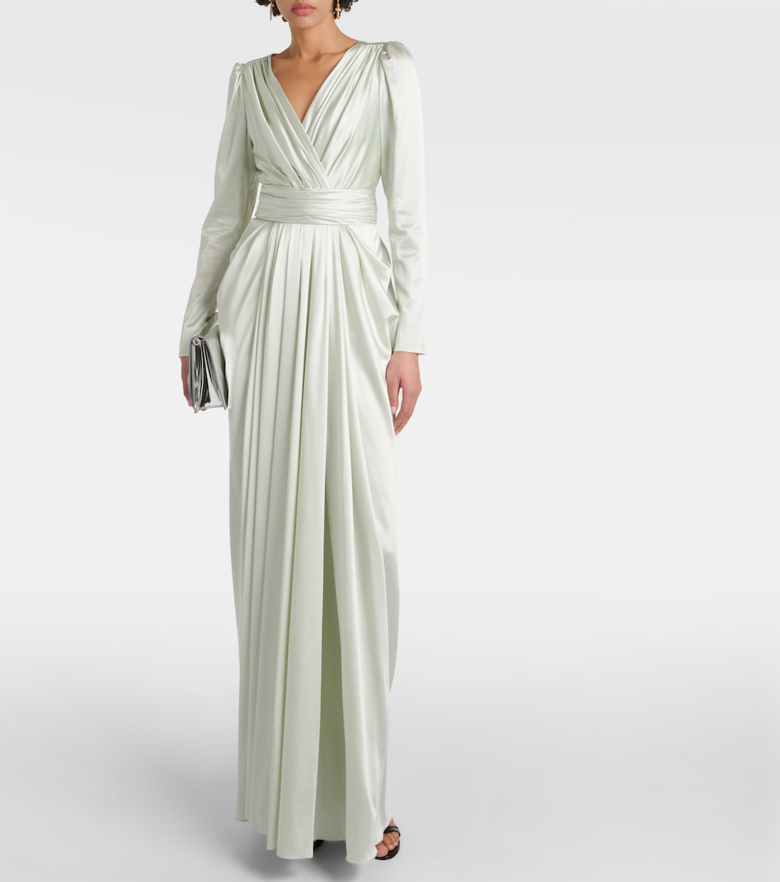 Gathered front-slit silk-blend gown | Dolce&Gabbana
