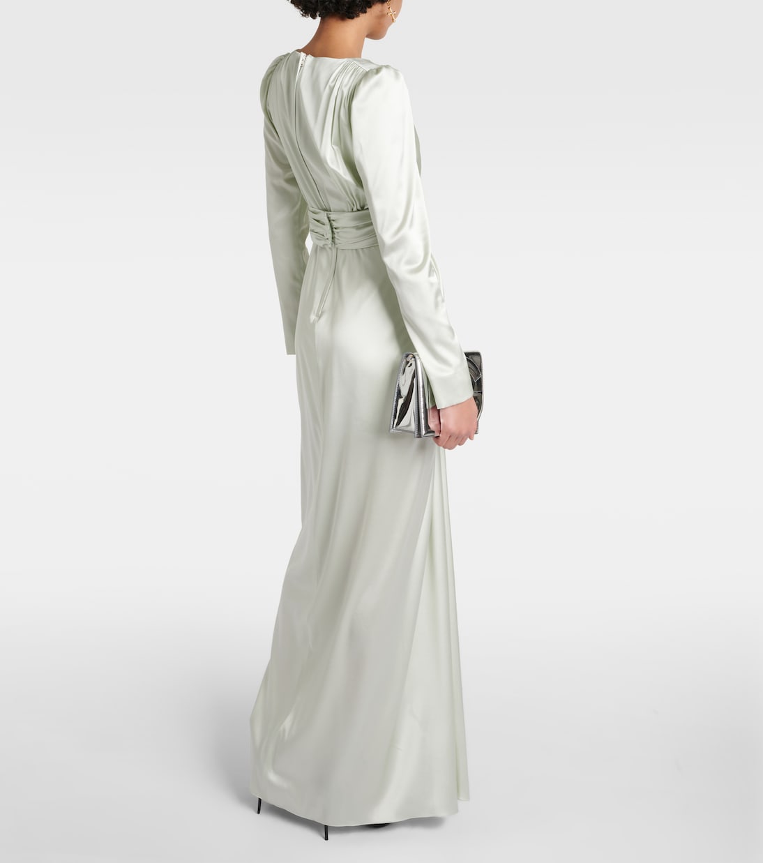Gathered front-slit silk-blend gown | Dolce&Gabbana