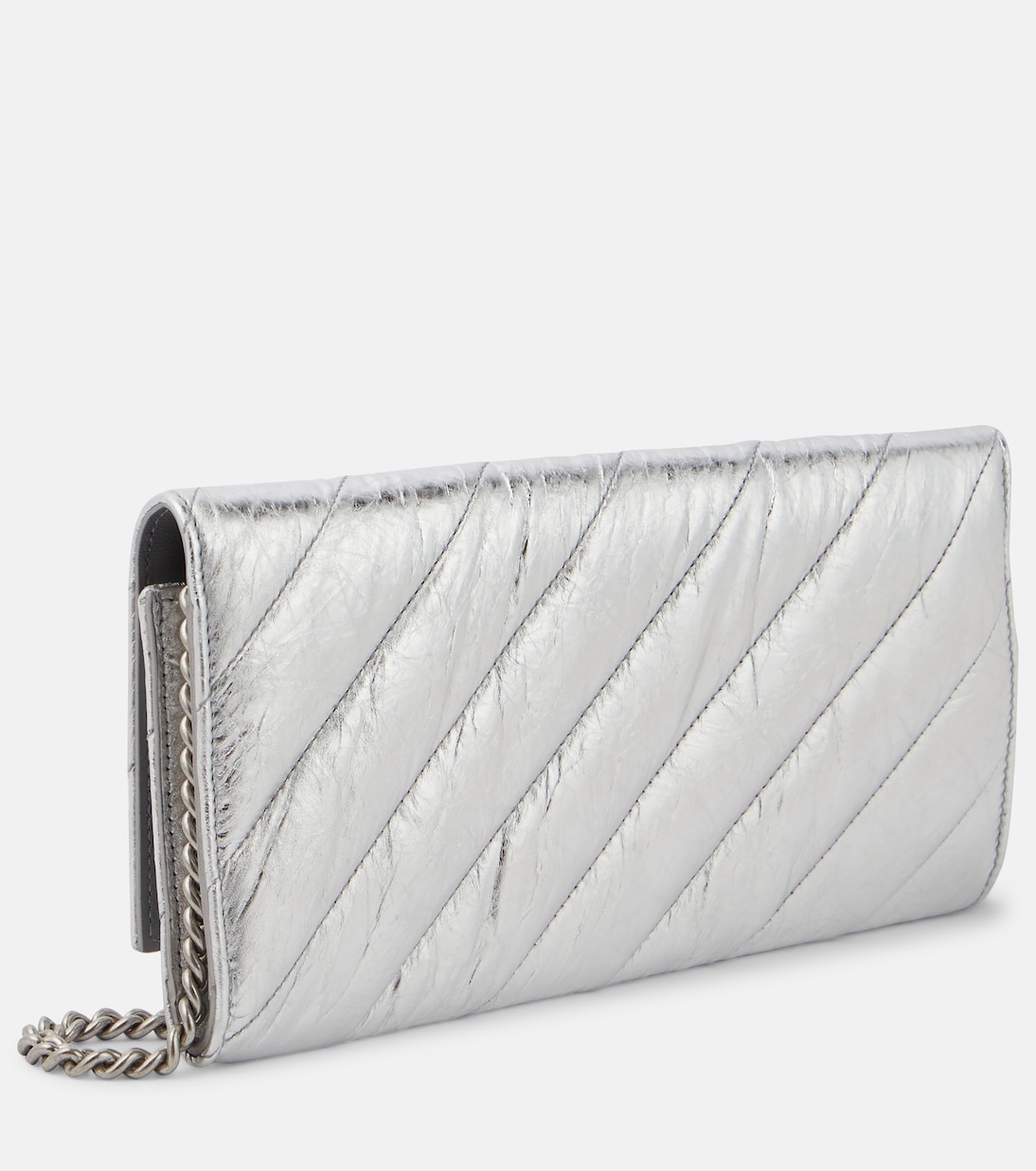 BALENCIAGA Portafoglio a Catena in Pelle Metallizzata Crush per Giovani Stilosi